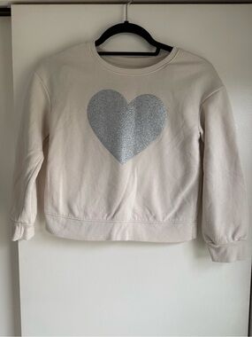 Cat & Jack Cream Crewneck with Silver Glitter Heart